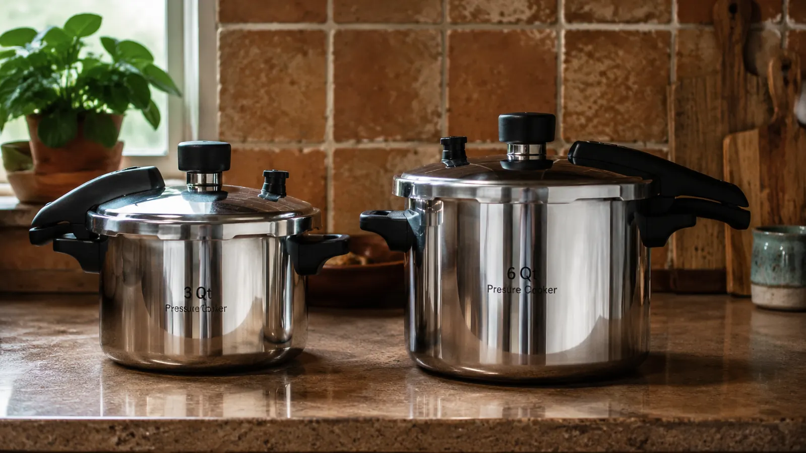 Two Instant Pot models side by side, 3-quart mini and 6-quart, showing the size difference on a counter